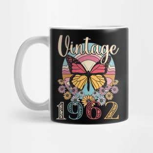 Floral Butterfly Retro Vintage 1962 61st Birthday Mug